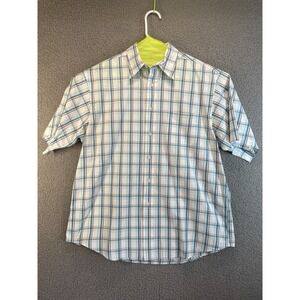 Roundtree‎ & Yorke  Plaid No Iron Short Sleeve Button Down Mens  Shirt Large